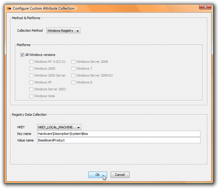 Configure Custom Attribute Collection Collecting registry values with the network documentation solution JDisc Discovery