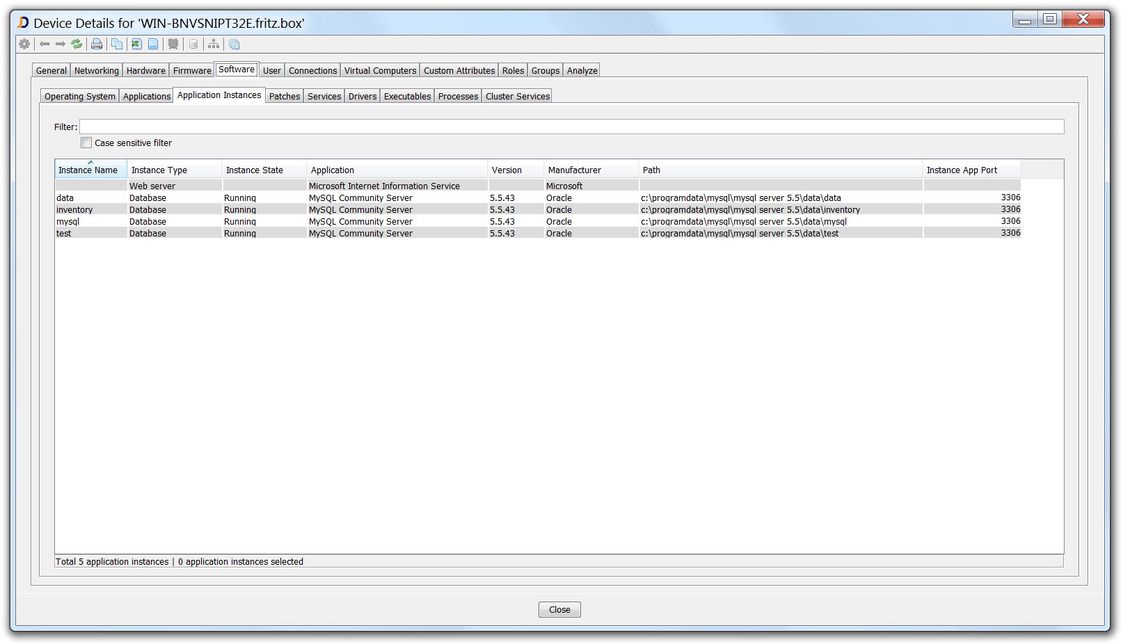 Discovering MySQL databases with their ports