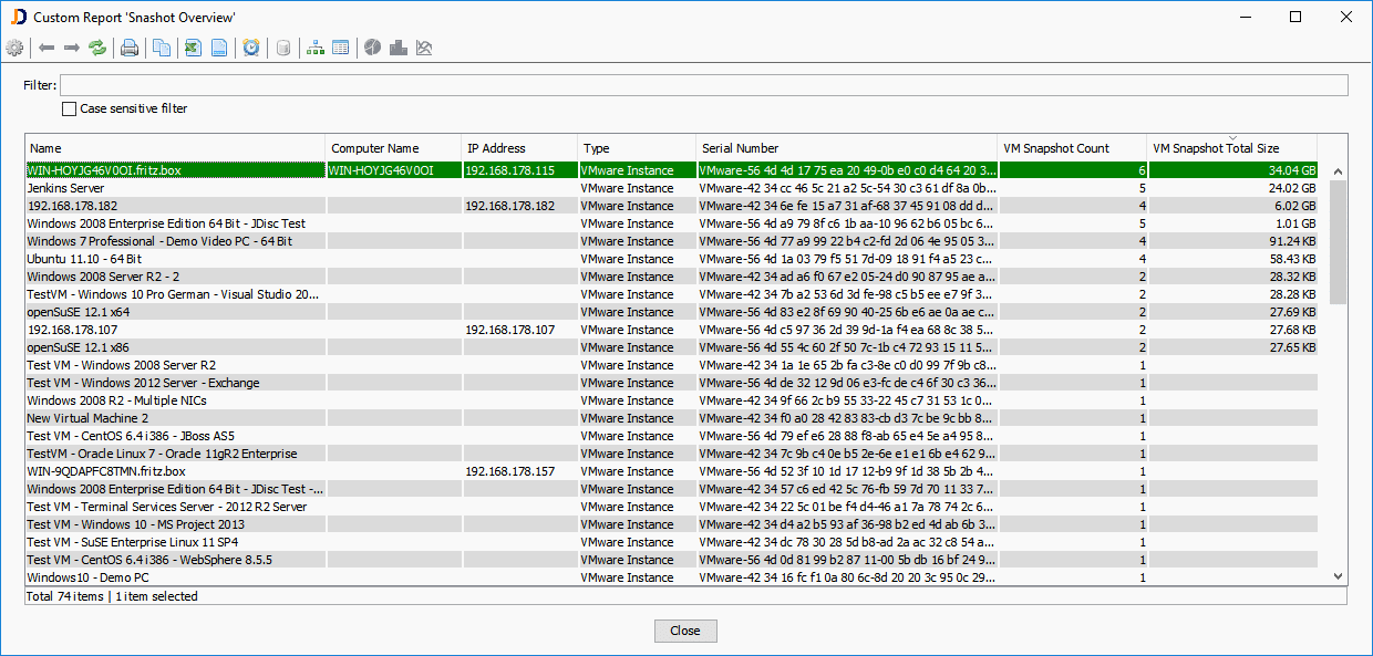 Snapshot Information in Custom Reports