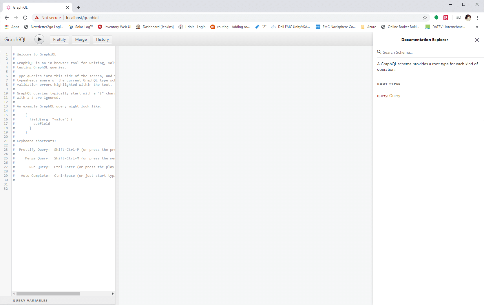 The GraphQL Development Console Main Window