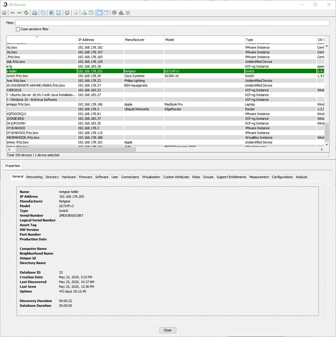 Device report split horizontally