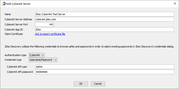 AddCyberArk - JDisc Network Discovery CyberArk server connection