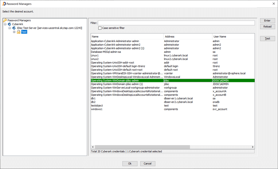 PasswordSelectionDialog - JDisc Network Discovery Password selection dialog