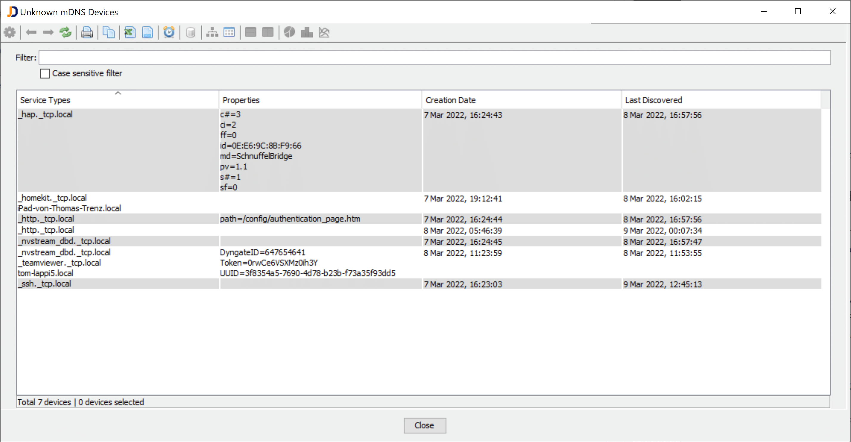 image-11 - JDisc Network Discovery A list of currently not mapped and unknown mDNS devices. Send that to our support and we will implement them as quickly as possible.