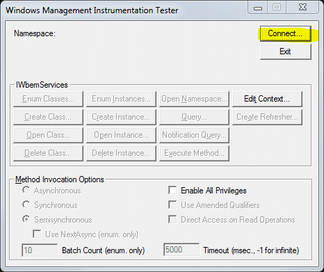 WbemTestMainWindow - JDisc Network Discovery WbemTestMainWindow