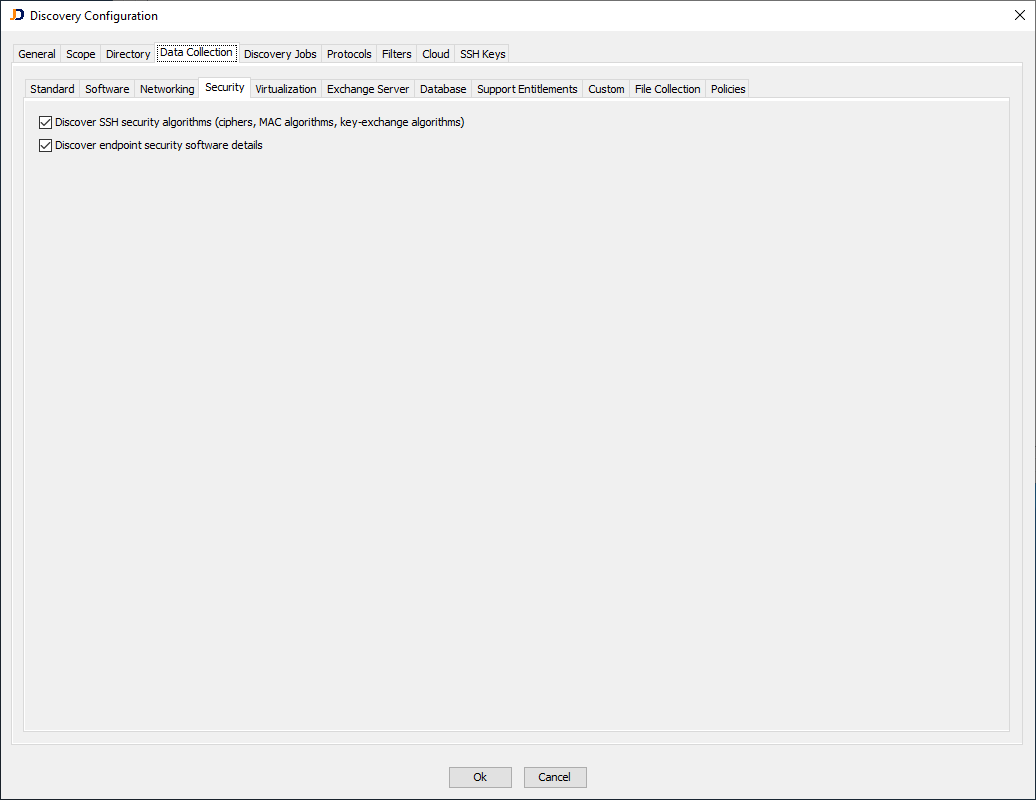 Data Collection - Security tab