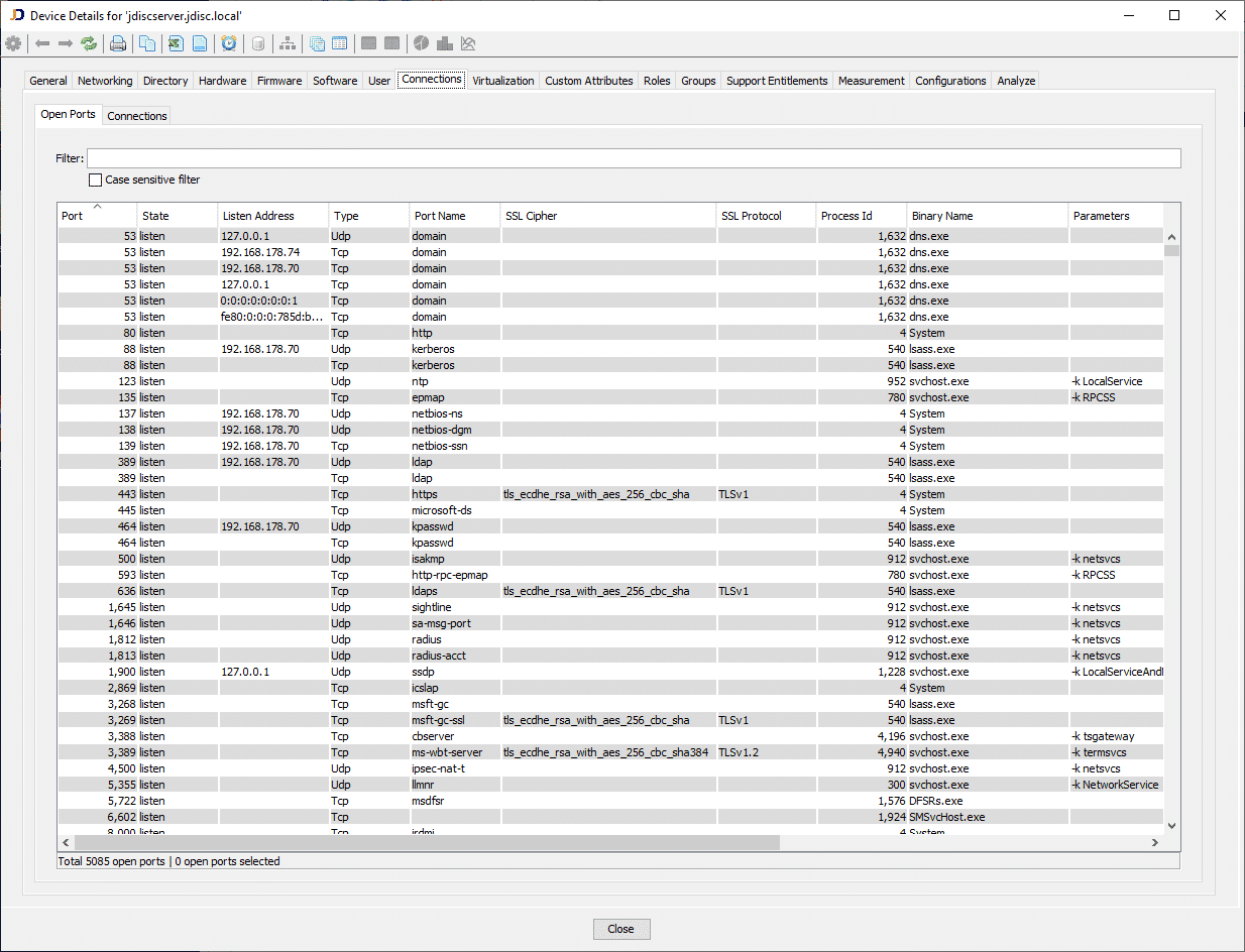 SslSingleDevice - JDisc Network Discovery Device Details tab