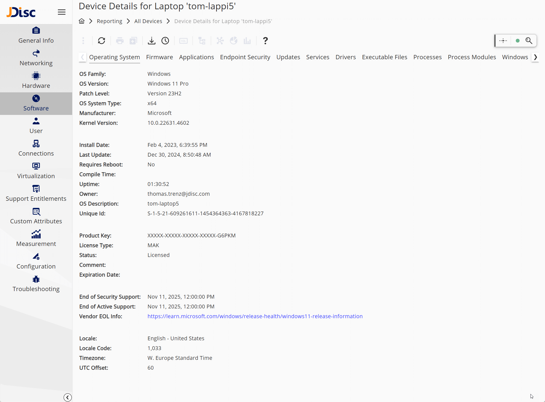 operatingsystem - JDisc Network Discovery operatingsystem