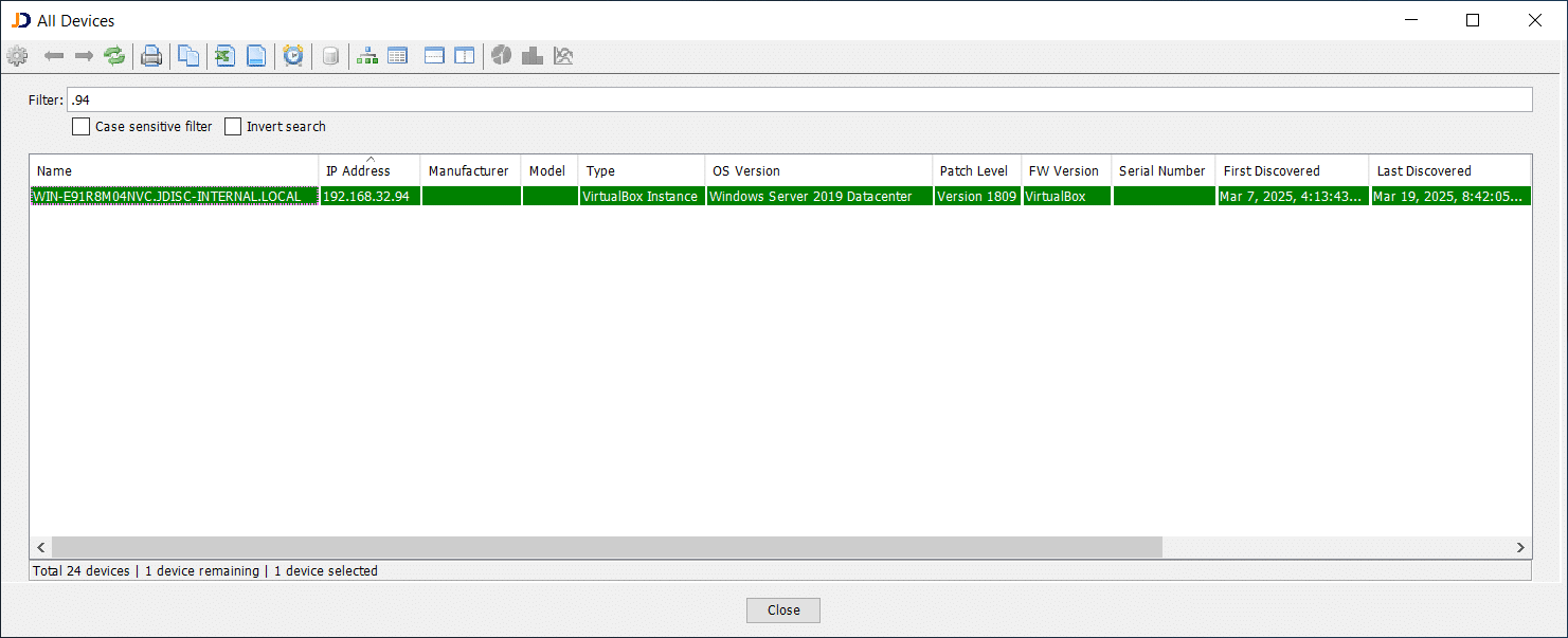 Device-Report-Windows-Server-With-Non-Admin-Access-Credentials - JDisc Network Discovery Auswählen eines Windows Computers zum Konfigurieren der Zugriffsberechtigungen
