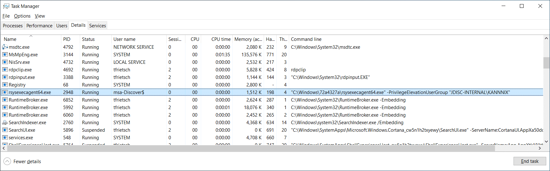 Windows-Server-rsysexecagent-process - JDisc Network Discovery JDisc Discovery Zero-Footprint Agent process - Privilege Elevation