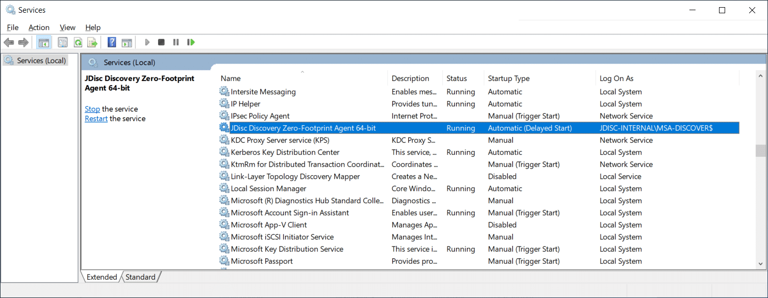 Windows-Server-rsysexecagent-service - JDisc Network Discovery JDisc Discovery Zero-Footprint Agent service - Logon As User
