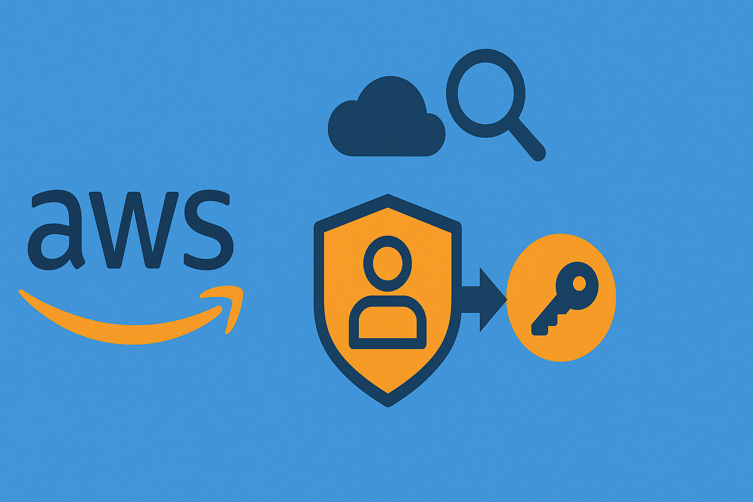 ChatGPT Image Aug 8 2025 03_21_54 PM Illustration of AWS IAM Role Discovery showing cloud, user, key, and magnifying glass icons