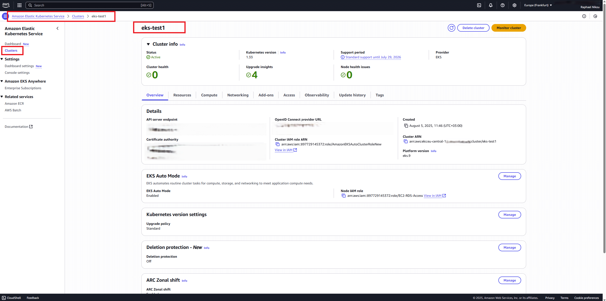 cluster_Aws - JDisc Network Discovery Illustration of a Kubernetes cluster inside AWS using Amazon EKS