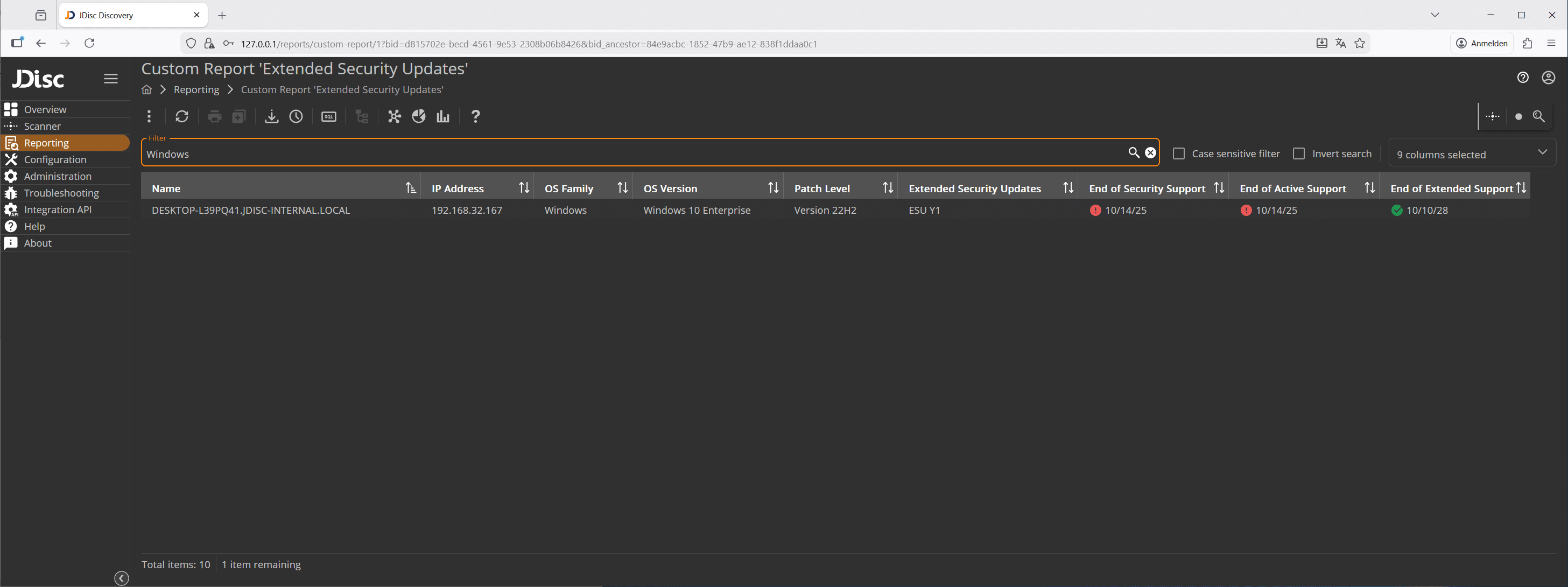 Extended Security Updates Custom Reporting